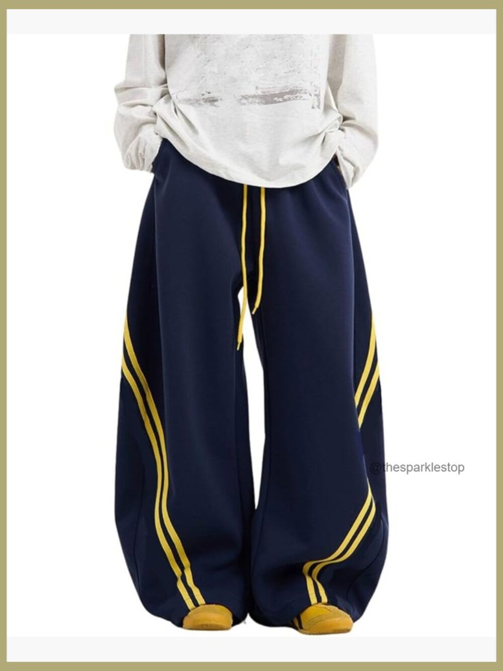 Baggy Sweatpants Barrel Leg Oversized Striped Drawstring Lounge Pants with - Picture 6 of 6